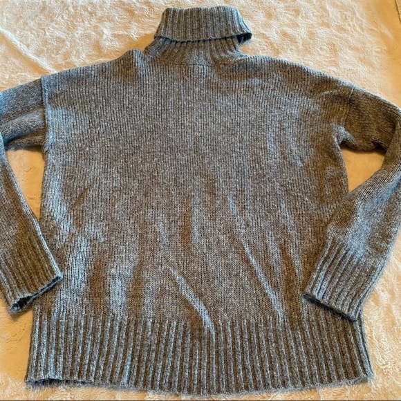 L.O.G.G. Small Grey Ribbed Turtleneck Alpaca Blend Sweater - Picture 8 of 8